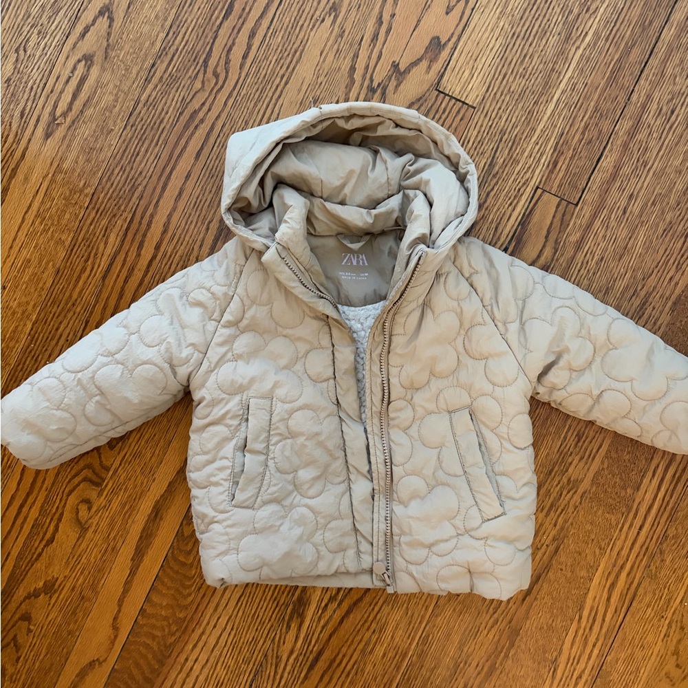 Zara Tan Quilted Jacket with Hood